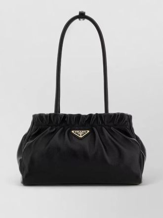 Prada nappa leather shoulder bag ruched top handle