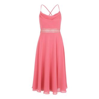 Vera Mont Chiffon Cocktailjurk met Watervalhalslijn - Dames - Casual kleedjes - Roze - S - Chiffon - Kleedjes