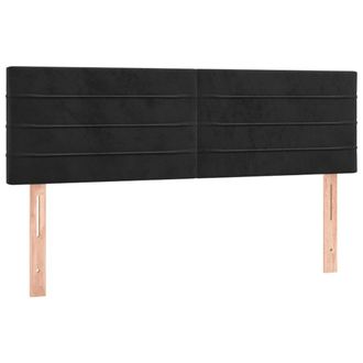 vidaXL Cabecero Con Led De Terciopelo Negro 144x5x78/88 Cm Vidaxl