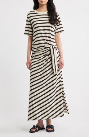 Rag & Bone The Slub Stripe T-Shirt Maxi Dress in Cream Multi at Nordstrom, Size X-Small