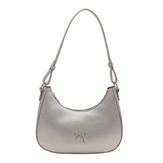 Generic Crescent Shoulder Bag PU Leather Hobo Handbag Trendy Clutch Bag Y2k Tote Bag Purses Underarm Purse for Women Girls (Silver)