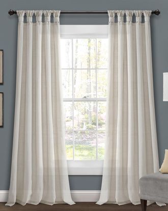 Triangle Home Fashions Burlap Knotted Tab Top Window Curtain Panels