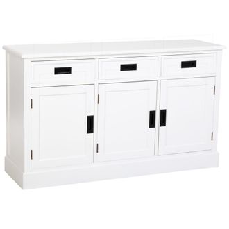 Wanderlust Deco Aparador de madera blanco con 3 puertas y 3 cajones 135x40x80.5h cm