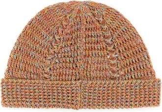 Valentino Garavani Mens Beanie Linen Blend Knitted Multicolor Cotton