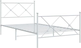 vidaXL Vidaxl - Estructura Cama Sin Colch&oacute;n Con Estribo Metal Blanco 107x203 Cm
