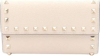 Valentino Pre-owned Rockstud Leder Lange Portemonnee - Dames - Vintage Accessoires - Beige - ONE Size - Leer - Vintage