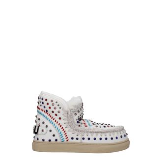 Mou White Leather Ankle Womens Boots