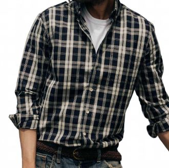 Taylor Stitch Jack Signature Shirt In Rinsed Indigo Plaid Oxford