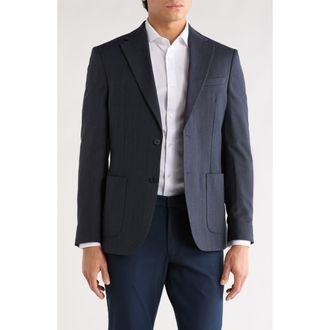 Calvin Klein Two Button Chevron Suit Jacket in Blue at Nordstrom Rack, Size 46 Regular