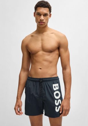 HUGO BOSS Badeshorts BOSS Octopus, Herren, Gr. XXL, N-Gr, schwarz (schwarz 001), Web, Obermaterial: 100% Polyacryl, bedruckt, unifarben, Badehosen Badeshorts, M