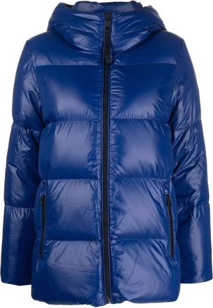 Tommy Hilfiger Puffer Down Jacket Logo Maxi - Dames - Winterjassen - Blauw - S - Nylon - Jassen