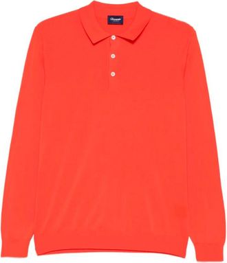 Drumohr Long Sleeve Logo Polo