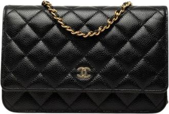 Chanel Pre-owned Portemonnee met ketting - Dames - Vintage Mini Tas - Zwart - ONE Size - Leer - Vintage