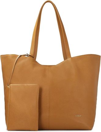 Kazar Lichtbruine XXL tas met zak - Dames - Shoppers - Bruin - ONE Size - Leer - Tassen