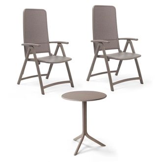 Nardi Darsena Relax Klappsessel (2x) + Step Tisch, tortora