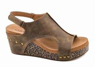 Corkys Footwear Womens Carley Wedge Sandal In Espresso Combo