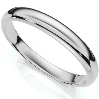 Pompeii3 3mm Dome High Polished Wedding Band 950 Platinum Size Selectable