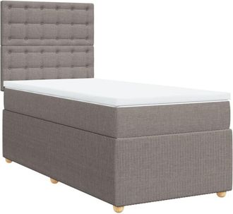 vidaXL Cama Box Spring Con Colch&oacute;n Tela Gris Taupe 90x200 Cm Vidaxl