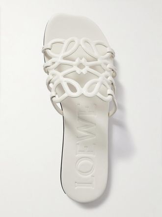Loewe Slide In Pelle Petal Anagram - Bianco