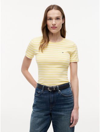 Tommy Hilfiger Womens Striped Crewneck Favorite T-Shirt - Yellow - XXL