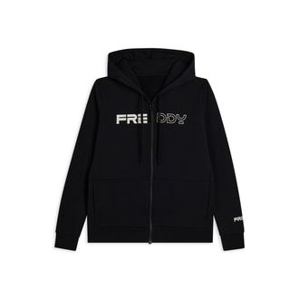 Freddy Felpa full zip con cappuccio e logo frontale perlato