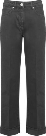 PESERICO Grey Cropped Cuffed Cotton Jeans