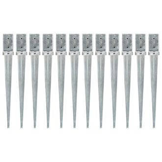 vidaXL Vidaxl - Picas De Tierra 12 Uds Acero Galvanizado Plateado 8x8x76 Cm