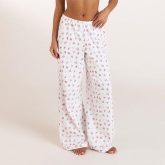 Lounge Christmas Cottage pointelle pyjamabroek - Witte Print - XXL