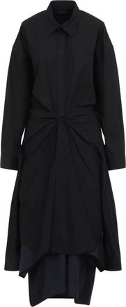 Balenciaga Maxi Patched Shirt - Dames - Shirt Kleedjes - Zwart - S - Katoen - Kleedjes
