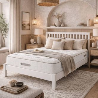 Aspire Home Accents Classic 1000 Pocket Cashmere Wool Mattress Medium Comfort in White | Size: Small Single