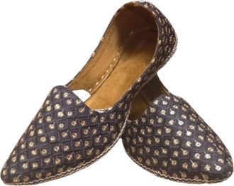 Generic Handmade Mens Jutti Mojari Indian Khussa UK_ 7-11 (Black-Gold, UK Footwear Size System, Adult, Men, Numeric, Medium, 8)