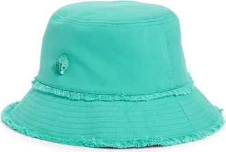 Kurt Geiger Frayed Edge Cotton Bucket Hat in Mint Leaf at Nordstrom
