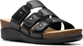 Clarks Calenne Lily Slide Sandal in Black Leather at Nordstrom Rack, Size 10