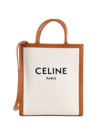 Celine Vertical Cabas Canvas with Leather Small tote bag - Brown