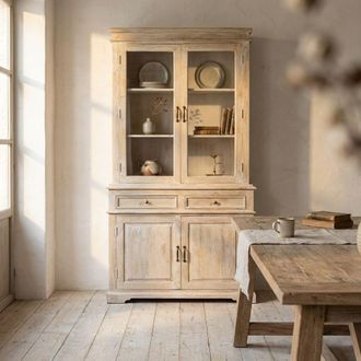 Milani Home Alter - Credenza Con Vetrina In Legno Di Mango