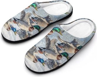 Generic Beauty Mallard Ducks Womens Slippers Warm House Slippers Indoor House Shoes with Anti-Skid Rubber Sole