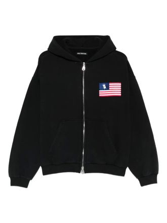 Cole Buxton zip-fastening flag-appliqu&eacute; hoodie - Black
