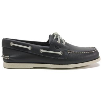 Sperry Top-Sider Authentic Original 2-Eye Leather Mens Boat Shoes - Navy - Size:UK 10.5