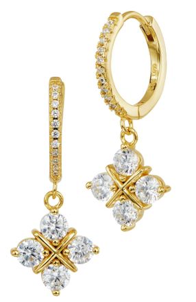 Savvy Cie Jewels STERLING SILVER.925 WHITE CZ 4 GRID DROP EARRINGS
