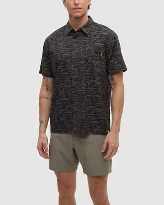 tentree Redwood Pocket Shirt in Meteorite Black/palm at Nordstrom, Size Xx-Large