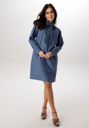 Aniston Jeanskleid ANISTON SELECTED, Damen, Gr. 36, N-Gr, blau (jeansblau), Jeans, Obermaterial: 100% Baumwolle, unifarben, kniefrei, Kleider Jeanskleid, mit 