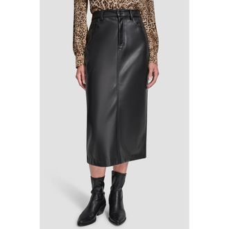 DKNY Faux Leather Midi Skirt in Black at Nordstrom Rack, Size 10