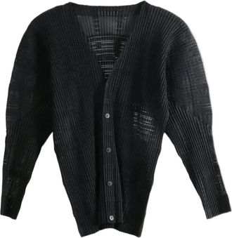 Issey Miyake Lace Grid Pleats Shirt - Heren - Vesten - Zwart - XL - Truien & Vesten