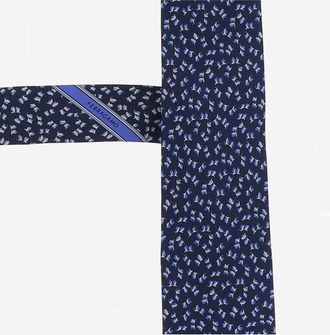 Ferragamo Mens Tie Silk, Navy Pattern Ties & Bow