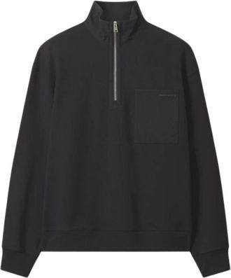 Maison Kitsun&eacute; Half-zip Nylon Pocket Sweatshirt - Heren - Vesten met rits - Zwart - S - Nylon - Hoodies & sweatvesten