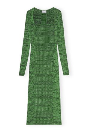 Ganni Green Melange Knit Dress - Size XS