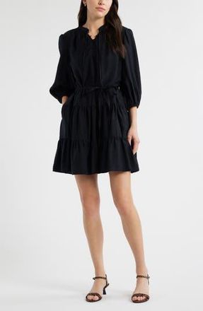 Caslon Tie Neck Tiered Dress in Black at Nordstrom Rack, Size Xx-Small