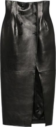 Khaite Luiza Skirt - Dames - Leren & Su&egrave;de rokken - Zwart - XS - Leer - Rokken