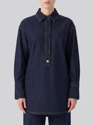 Semicouture Longline Denim Shirt with Dropped Shoulders
