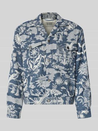 Scotch & Soda Jacke im Allover-Look mit Reverskragen in Marine, Gr&ouml;&szlig;e XL